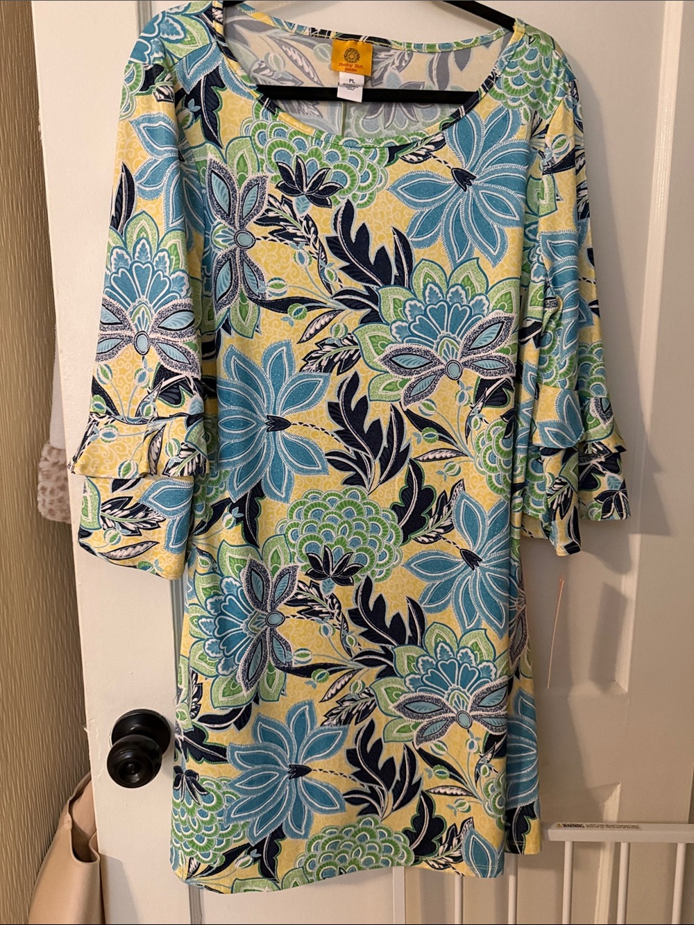 Ruby Rd. Yellow Blue Green Floral Shift Dress